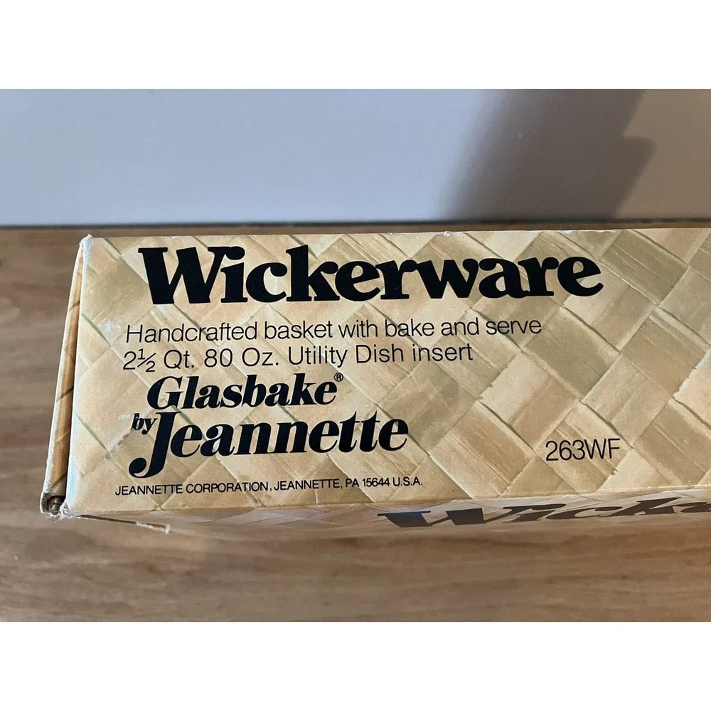 Glasbake vintage wickerware